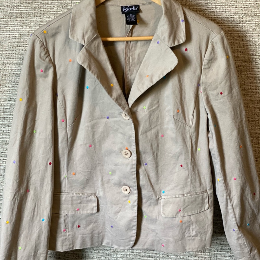 Size 16, tan, polkadot (Multicolor) blazer